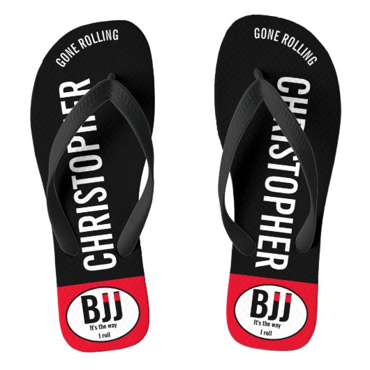 BJJ Black Belt Rolling Toevoegen Jouw naam Jiu Jit Teenslippers (Voetbed)