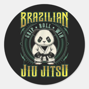BJJ Grip Roll Win - Grappling Jiu Jitsu Panda Ronde Sticker