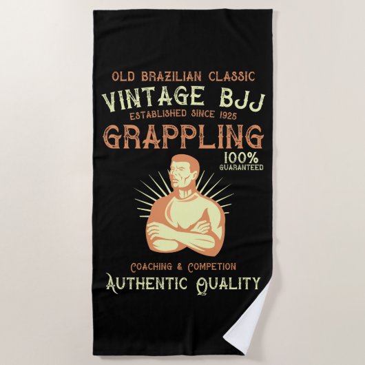 BJJ Old Brazilian Classic Grappling Retro stijl Strandlaken (Voorkant)