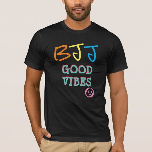BJJ Retro Graffiti stijl Good Vibes Black T-shirt (Voorkant)