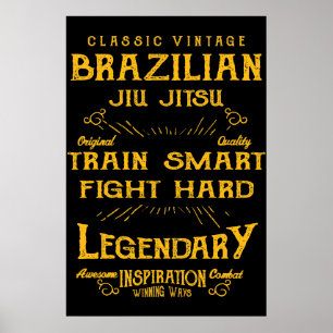 BJJ Train Smart Fight Hard Jiu Jitsu Poster