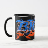 Björn prénom Graffiti blue tasse orange (Gauche)