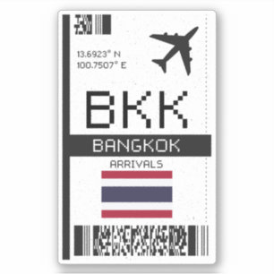BKK Bangkok Boarding Pass - Thailand Reizen Sticker