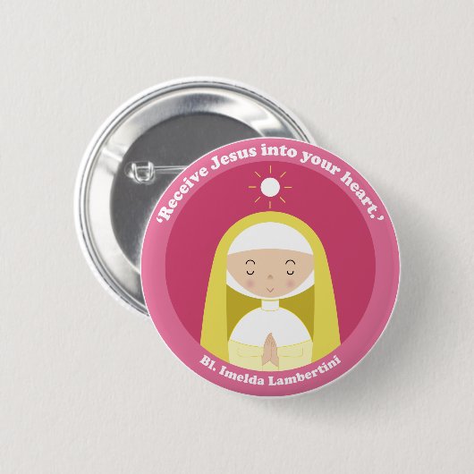 Bl. Imelda Lambertini Ronde Button 5,7 Cm (Voorkant /achterkant)