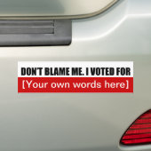 blaam-me-i-stemde-voor-sjabloon-02 bumpersticker (Op auto)