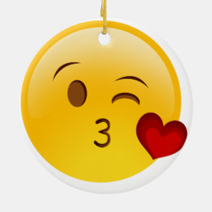 Blaas een kus emoji Double Sided keramische kerami Keramisch Ornament