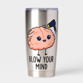 Blaas je geest Sticker - Schattige brein met haard Geïsoleerde Drinkbeker (Voorkant)