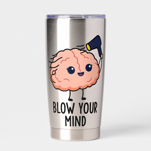 Blaas je geest Sticker - Schattige brein met haard Geïsoleerde Drinkbeker (Voorkant)