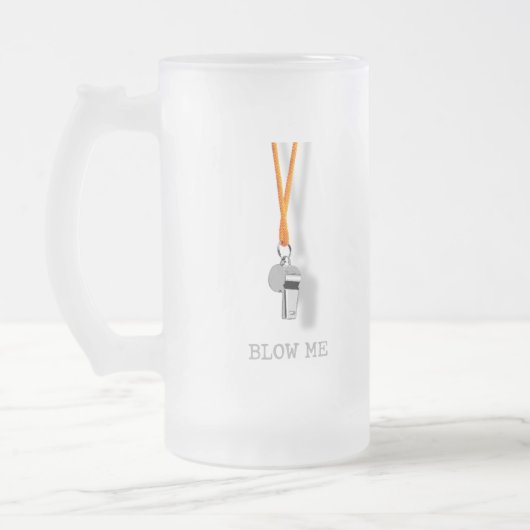 Blaas me Frosted Glass Beer Mok (Links)