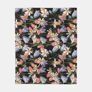 Blaascampion Bells: Waterverf Bloemen Fleece Deken