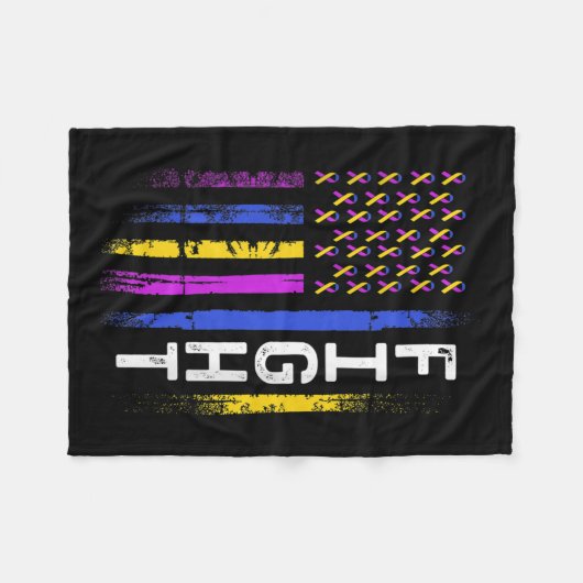 Blaaskanker Vlag Paarse geel blauw lint Award Fleece Deken (Voorkant (Horizontaal))