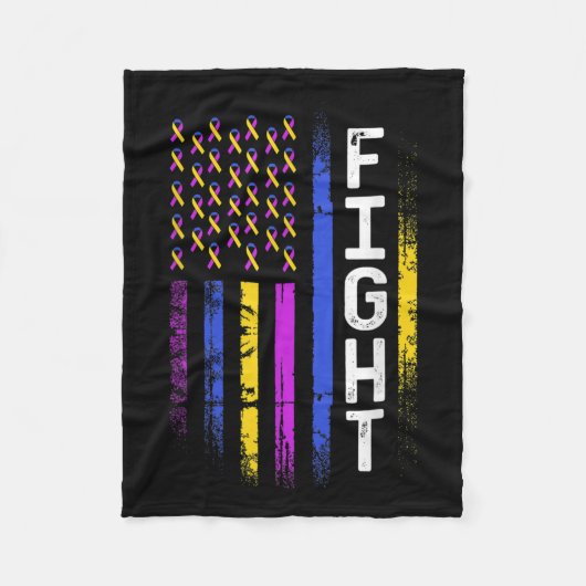 Blaaskanker Vlag Paarse geel blauw lint Award Fleece Deken (Voorkant)