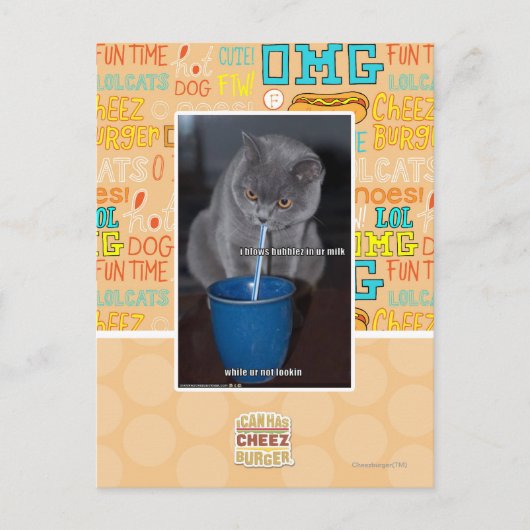 Blaast Bubbels in onze melk Briefkaart (Voorkant)