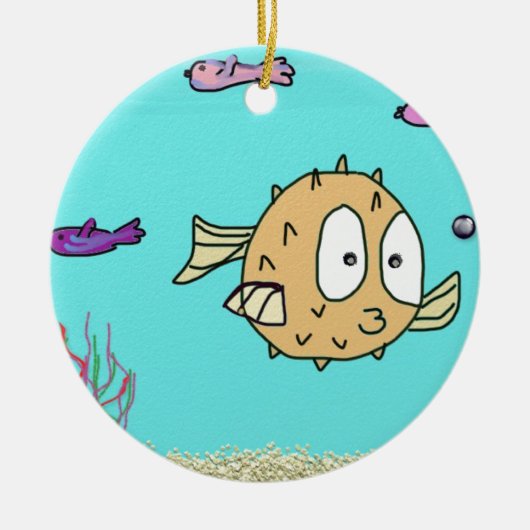 blaasvis keramisch ornament (Voorkant)