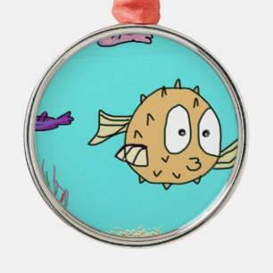 blaasvis metalen ornament