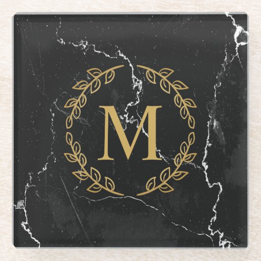 Blacj Marble Glazen Onderzetter (Voorkant)