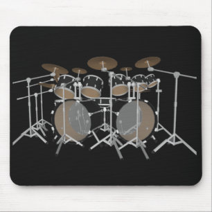 Black 10-pierdrumkit - Black Mousepad: Drums Muismat