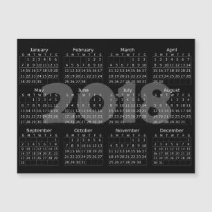 Black 2018 Calendar Magnetic Card