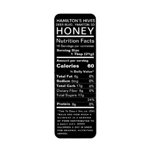 Black 2021 Nutrition Honey Return-etiket Etiket