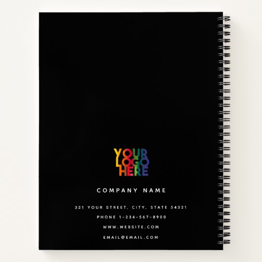 Black 2026 Calendar Business Logo QR Code Notitieboek (Achterkant)