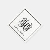 Black 3 Initiaal Vine Script Monogram DIY BG Servet (Hoek)