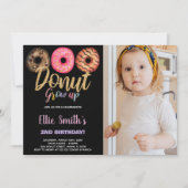 Black 3 Photo Donut Invitations d'anniversaire (Devant)