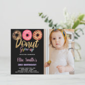 Black 3 Photo Donut Invitations d'anniversaire (Debout devant)