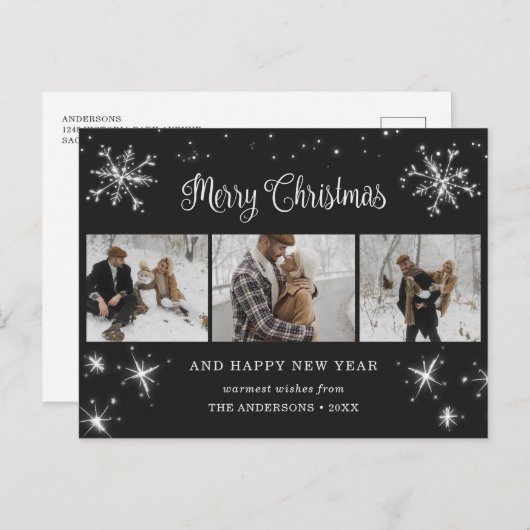 Black 3 Photo Joyeux Noël Cartes postales (Devant / Derrière)