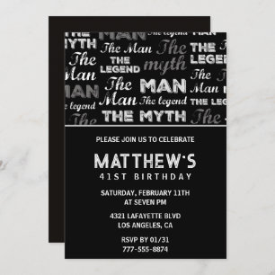 Black 41e anniversaire invitation pour lui Myth Le