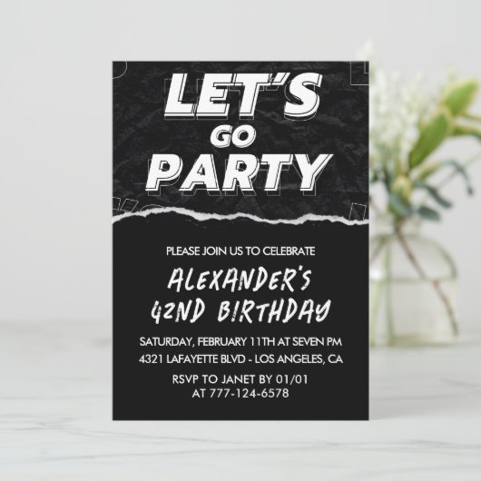 Black 42e anniversaire invitations Hommes Blanc (Debout devant)