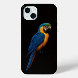 Black 4 Luxe, Blauwe Gele Ara iPhone 15 Plus Mini Hoesje