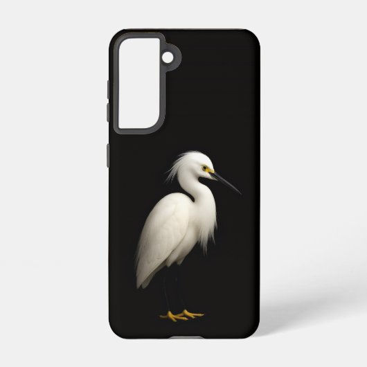 Black 4 Luxe Galaxy S21 Case, Elegant Snowy Egret Samsung Galaxy Hoesje (Achterkant)