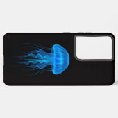 Black 4 Luxe Galaxy S21 Ultra, Blue Jellyfish Samsung Galaxy Hoesje (Linkerkant)
