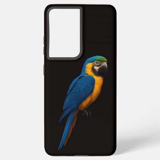 Black 4 Luxe Galaxy S21 Ultra, Blue Yellow Macaw Samsung Galaxy Hoesje (Achterkant)