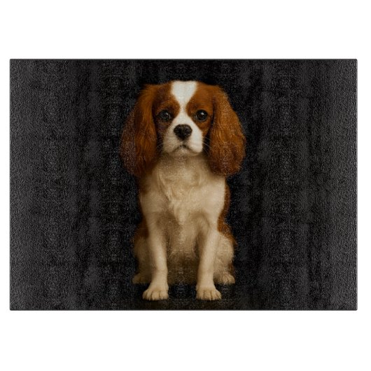 Black 4 Luxe Glass board Cavalier Spaniel Snijplank (Voorkant)
