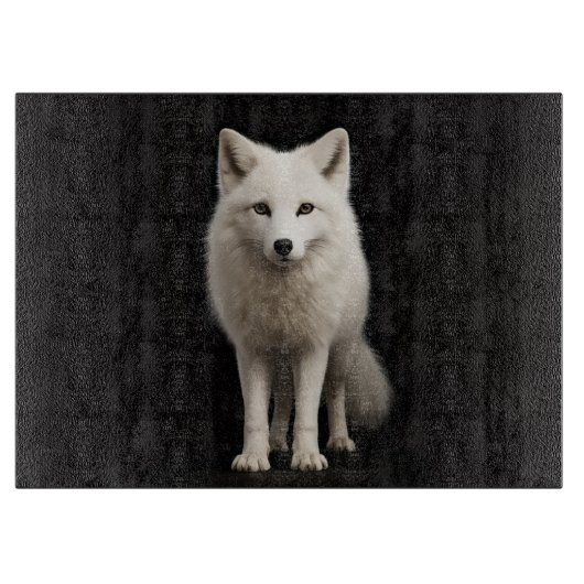 Black 4 Luxe Glass board Ivory Arctic Fox Snijplank (Voorkant)
