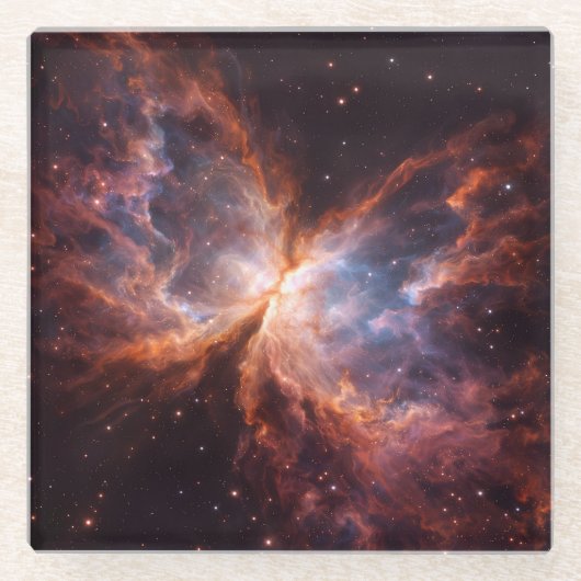 Black 4 Luxe Glass coaster, Butterfly Nebula Glazen Onderzetter (Voorkant)