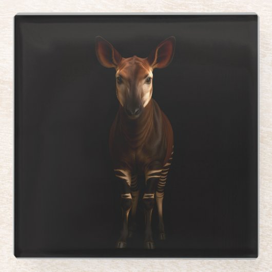 Black 4 Luxe Glass coaster, Forest Okapi Glazen Onderzetter (Voorkant)