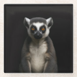 Black 4 Luxe Glass coaster, Gentle Lemur Glazen Onderzetter