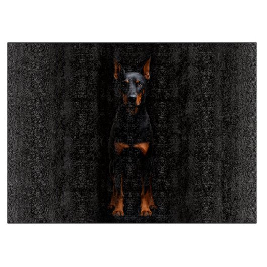 Black 4 Luxe Glass cutting board Guardian Doberman Snijplank (Voorkant)