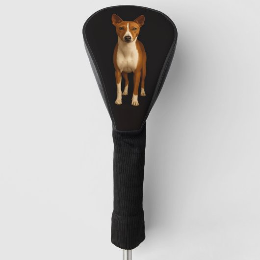 Black 4 Luxe Golf Driver Cover, Classy Basenji Dog Golfheadcover (Voorkant)