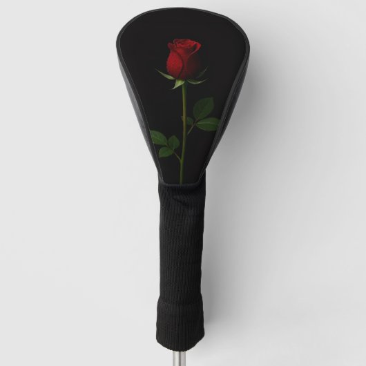 Black 4 Luxe Golf Driver Cover, Velvet Red Rose Golfheadcover (Voorkant)