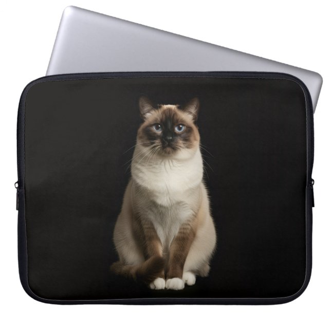 Black 4 Luxe Laptop Sleeve, Birmanese Cat Sleeve (Voorkant)