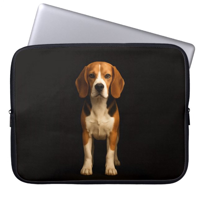 Black 4 Luxe Laptop Sleeve, Kind Beagle Laptop Sleeve (Voorkant)