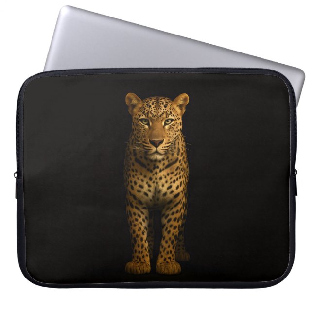 Black 4 Luxe Laptop Sleeve, Majestic Leopard Laptop Sleeve (Voorkant)