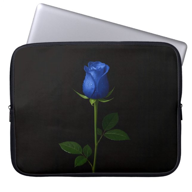 Black 4 Luxe Laptop Sleeve, Midnight Blue Rose Laptop Sleeve (Voorkant)