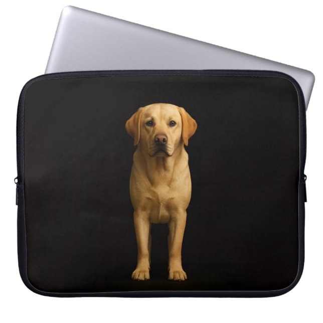Black 4 Luxe Laptop Sleeve, Minimalist Labrador Sleeve (Voorkant)