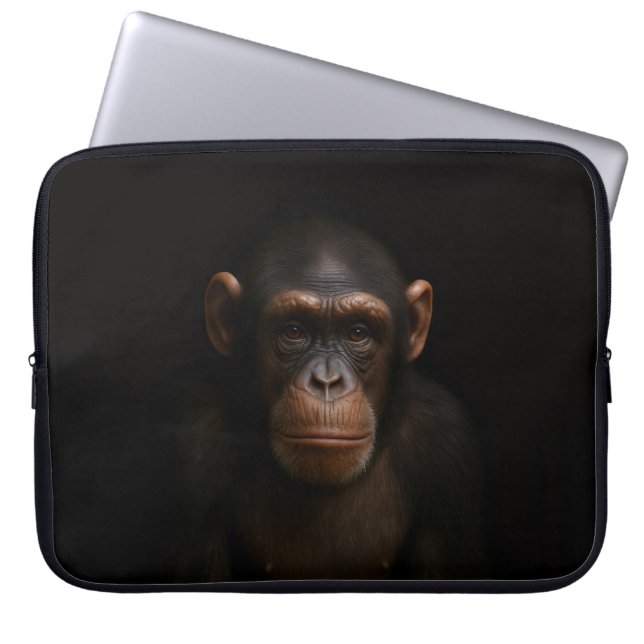 Black 4 Luxe Laptop Sleeve, Serene Chimpanzee Sleeve (Voorkant)