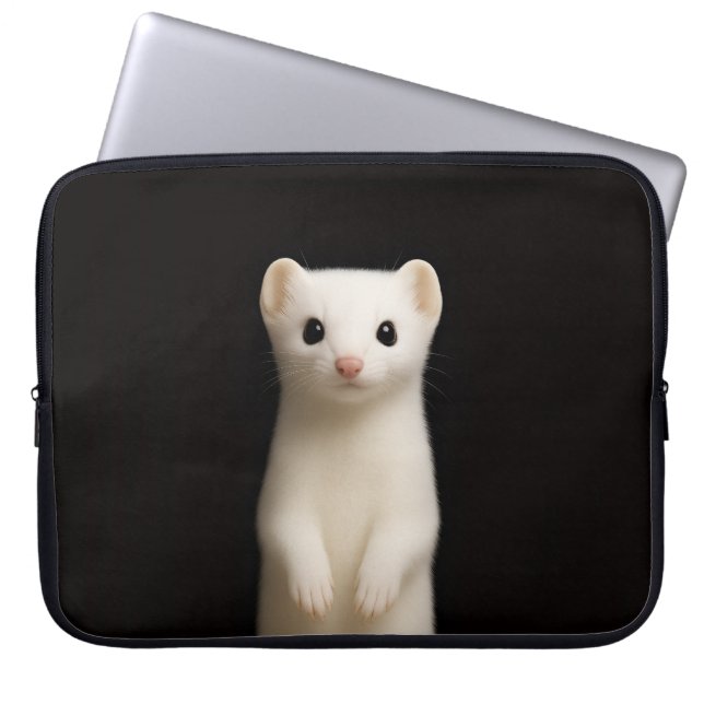 Black 4 Luxe Laptop Sleeve, Stylish Ermine Sleeve (Voorkant)