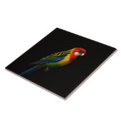 Black 4 Luxe Tile with Eastern Rosella Parrot Tegeltje (Zijkant)